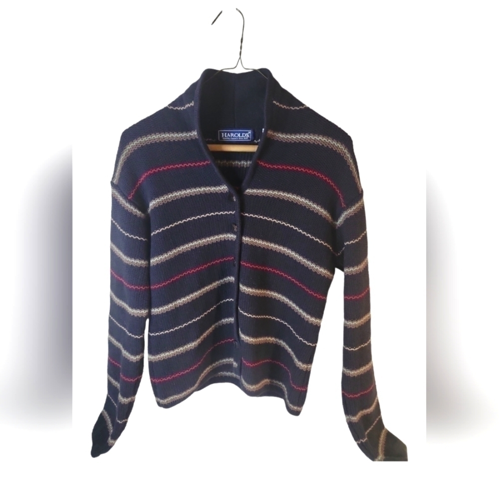 Harold's Vintage Button Down Long Sleeves Knit Cardigan Sweater Size S - Picture 1 of 6